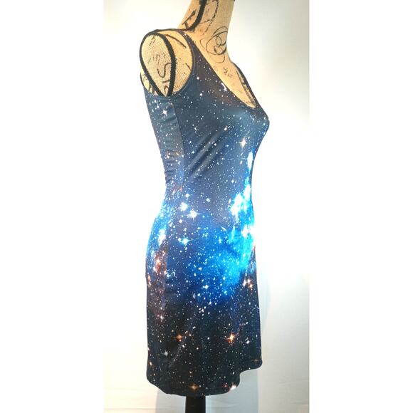 BLACKMILK GALAXY BLUE BLACK DRESS SIZE MEDIUM MADE IN AUSTRALIA - Picture 2 of 11